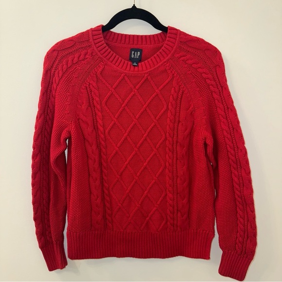 GAP 100% cotton Cable Knit Red Sweater - Picture 7 of 11